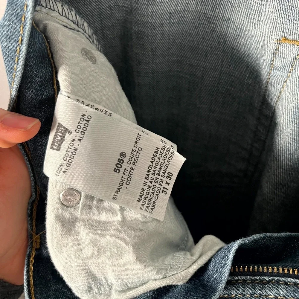 Levi's 505 Jeans Mens 3x30 Blue Denim 100% Cotton Medium‎ Wash Straight Fit